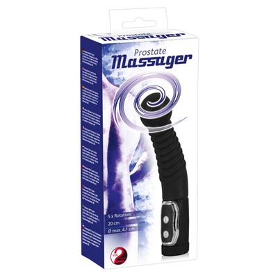 Чёрный стимулятор простаты с ротацией Prostate Twister - 20 см.