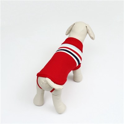 Свитер «Полоски», размер M, ДС 26, ОШ 26, ОГ 28-46 см, красный