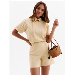 Костюм женский (рубашка, шорты) MINAKU: Enjoy, бежевый, размер 44