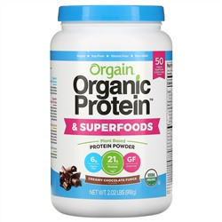 Orgain, Organic Protein & Superfoods Powder, Plant Based, Creamy Chocolate Fudge, 2.02 lbs (918 g)