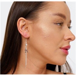 Серьги длинные висячие с шариками и звездами, покрытие посеребрение, №013029, арт. 001.320