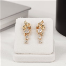 Серьги ювелирная бижутерия коллекция "Дубай" покрытие позолота, вставка: фианиты, цвет: прозрачный, арт.007.120