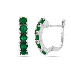 Серьги из серебра зеленый агат, Джоли