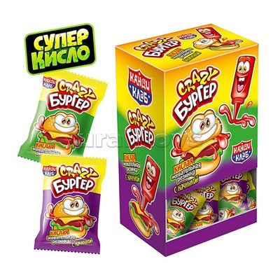 Кислая жевательная резинка с начинкой "Crazy Бургер" 4г*100шт