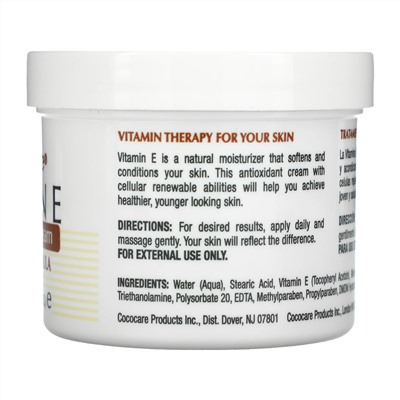 Cococare, Vitamin E Moisturizing Cream, 4 oz (110 g)