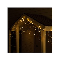 Гирлянда «Бахрома», 3×0.6 м, уличная, IP44, 114 LED, 8 режимов, солнечная батарея, прозрачная нить, свечение тёплое белое