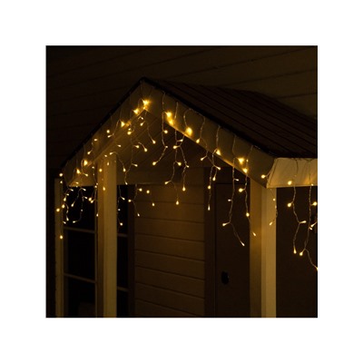 Гирлянда «Бахрома», 3×0.6 м, уличная, IP44, 114 LED, 8 режимов, солнечная батарея, прозрачная нить, свечение тёплое белое