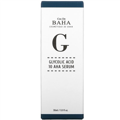 Cos De BAHA, G, Glycolic Acid 10 AHA Serum, 1 fl oz (30 ml)