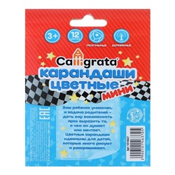 Карандаши Calligrata «Машинка», 12 цветов, деревянные, трёхгранные, мини