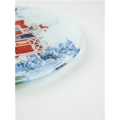 Тарелка плоская стеклянная «Новогодняя акварель», d=20 см