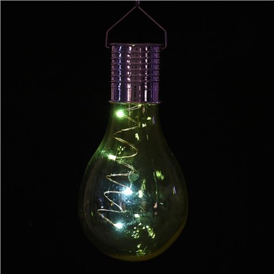 Садовый светильник на солнечной батарее «Лампочка жёлтая», 8×14×8 см, 5 LED, свечение белое