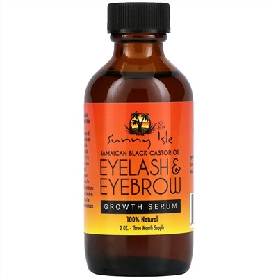 Sunny Isle, Jamaican Castor Oil, Eyelash & Eyebrow Growth Serum, 2 oz