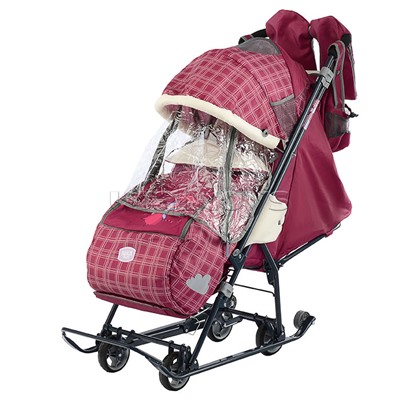 Коляска комбинированная "Наши детки 5-2" (вишневый в клетку)