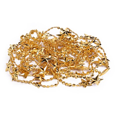 Бусы новогодние "Золотые" со звёздочками (5м)в пакете