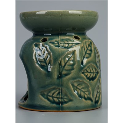 УЦЕНКА Аромалампа для эфирных масел керамика «Листья», морская лагуна, 9.5×9.5×10.8 см