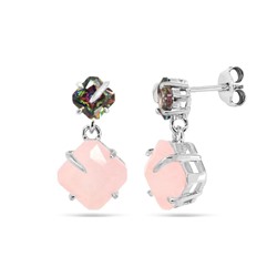 Серьги из серебра мистик кварц, розовый кварц, МЦВА260