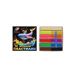 Пластилин мягкий (восковой) «Луч. Фантазия», 12 цветов, 180 г, со стеком, МИКС