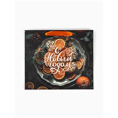 Пакет подарочный крафтовый, «Атмосфера Нового Года», 30×26×9 см