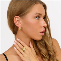 Комплект ювелирной бижутерии Итальянское золото (покрытие желтое 14к), серьги и кольцо 18 р, покрытие позолота, арт. 213.066-18