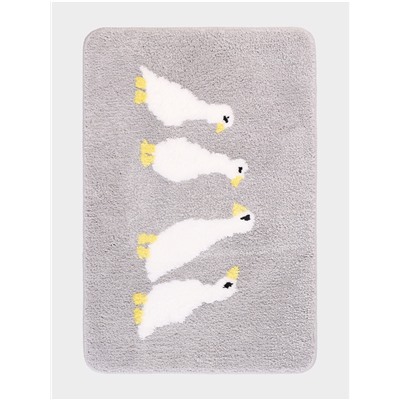 Коврик Доляна «Гуси», 40×60 см, микрофибра, серый