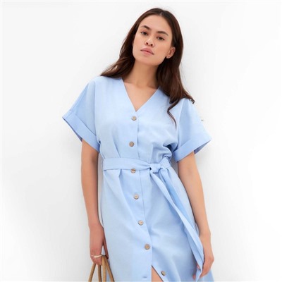 Платье на пуговицах миди женское MIST Summer time, голубое, размер 50
