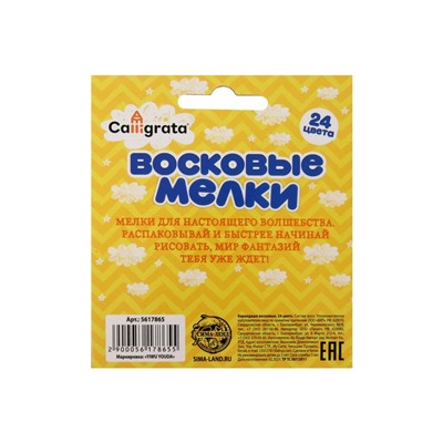 Мелки восковые Calligrata, цветные, 24 цвета, 93×8 мм