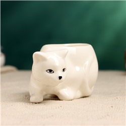 Декоративный горшок для цветов «Кошка Милка», 150 мл, 11.4×5.4×5.5 см, керамический, белый, Greengo