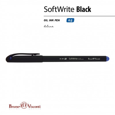 Ручка шариковая масляная 0.5 мм "SoftWrite.BLACK" синяя 20-0085 Bruno Visconti