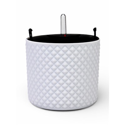 Кашпо для цветов «Фасет», 2 л, d=15 см, h=14 см, пластиковое, с автополивом, со вставкой, белое