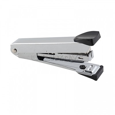 Степлер "Attomex" № 10 (мощность 15 листов, глубина скрепления 54 мм) металлический, со встроенным металлическим антистеплером, в картонной коробке, черныйв картонной коробке, черный