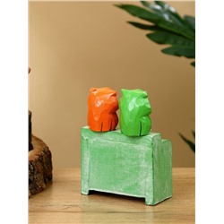 Календарь настольный «Пара совят», 7.5×4×10 см, дерево, зелёный, оранжевый