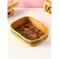 Сухарница прямоугольная «Птички», 24.5×17.5×4.5 см, береста