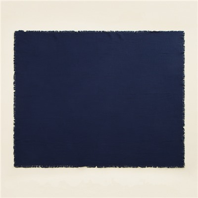 Плед с бахромой SL Home, муслин, 130×170 см, синий