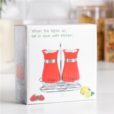 Набор для специй на подставке «Стиль», 2 предмета: солонка и перечница, 80 мл, стекло