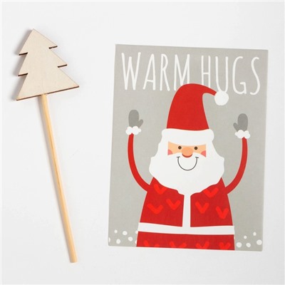 Набор новогодний подарочный кухонный «Ho-Ho-Ho» : полотенце 30×60, лопатка, кисть, губка