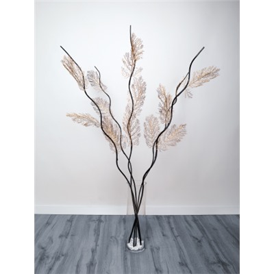 Сухоцвет набор 5 штук 150 см с блестками ветка / 39-34/2 /уп 120/золото