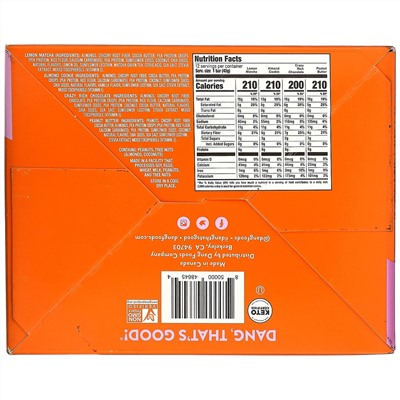 Dang, Keto Bar Variety Pack,  12 Bars, 1.4 oz (40 g) Each