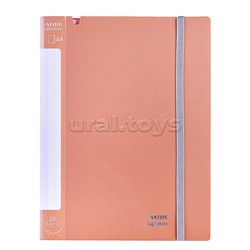 Папка с 020 вкладышами A4 "SigNature" A4 (235x315x15 мм) полипропилен 650 мкм, фактура "ткань" вкладыши 30 мкм, внутренний карман 160 мкм, широкая резинка, индивидуальная упаковка, пудрово розовая