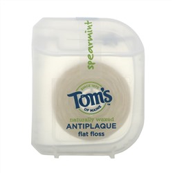 Tom's of Maine, Naturally Waxed Antiplaque Flat Floss, Spearmint, 29.2 m (32 yd)