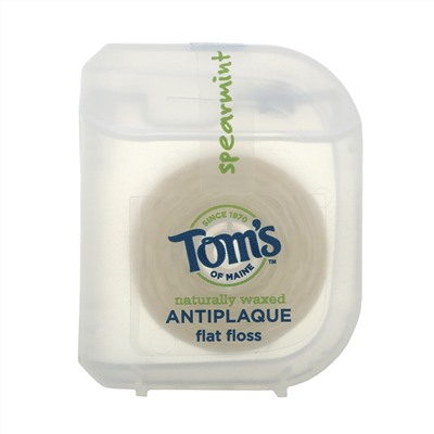 Tom's of Maine, Naturally Waxed Antiplaque Flat Floss, Spearmint, 29.2 m (32 yd)
