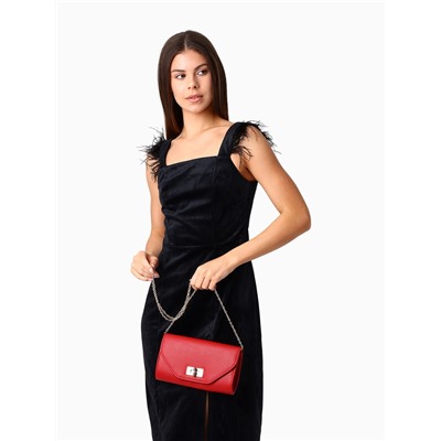 Сумка-клатч женская вечерняя на клапане, на золотистой цепочке, однотонная, бордовая