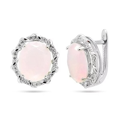 Серьги из серебра розовый кварц, МЦВ970