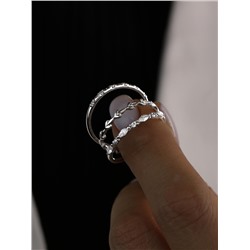 Кольцо тройное из серебра с фианитами родированное 925 пробы к-7286р200