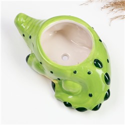 Декоративное кашпо для цветов «Крокодил», 14×9×8 см, керамика, зелёное