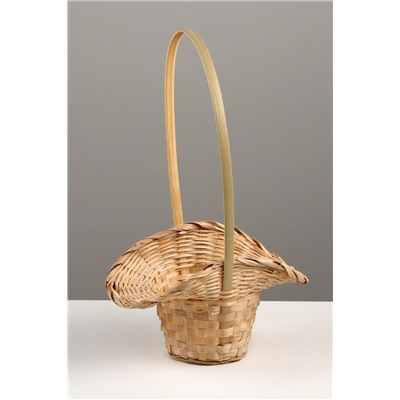 Корзина плетёная, 21×18×14 см, ручка h=15 см, бамбук, натуральный цвет
