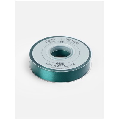 Лента атласная TEIRA, двухсторонняя, 20 мм, 25±1 м, зелёная №0589