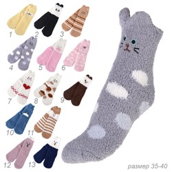 Носки женские флисовые р. 35-40 новогодний / MNZ-16 /уп 12/ микс