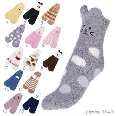 Носки женские флисовые р. 35-40 новогодний / MNZ-16 /уп 12/ микс