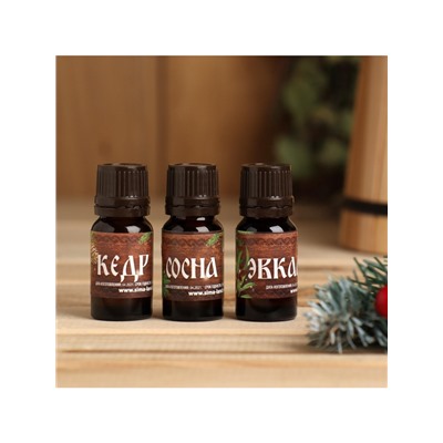 Новогодний набор эфирных масел «Хозяину бани!», сосна, кедр, эвкалипт, 3 шт. по 10 мл