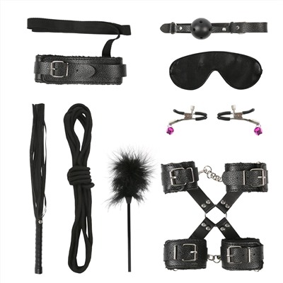 Стильный набор из 10 черных BDSM-девайсов